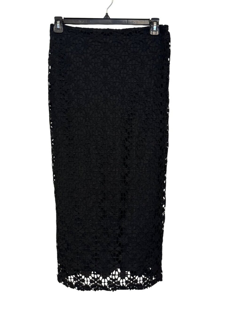 Black Crochet Lace Pencil Skirt Medium Made In USA By Streetwear